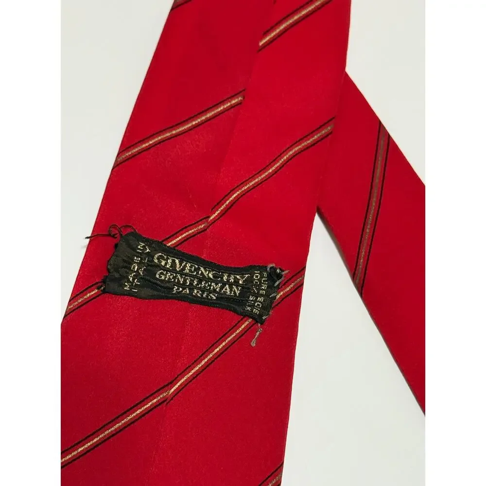 Vintage Givenchy 100% Silk Men's Necktie - Red Stripe
